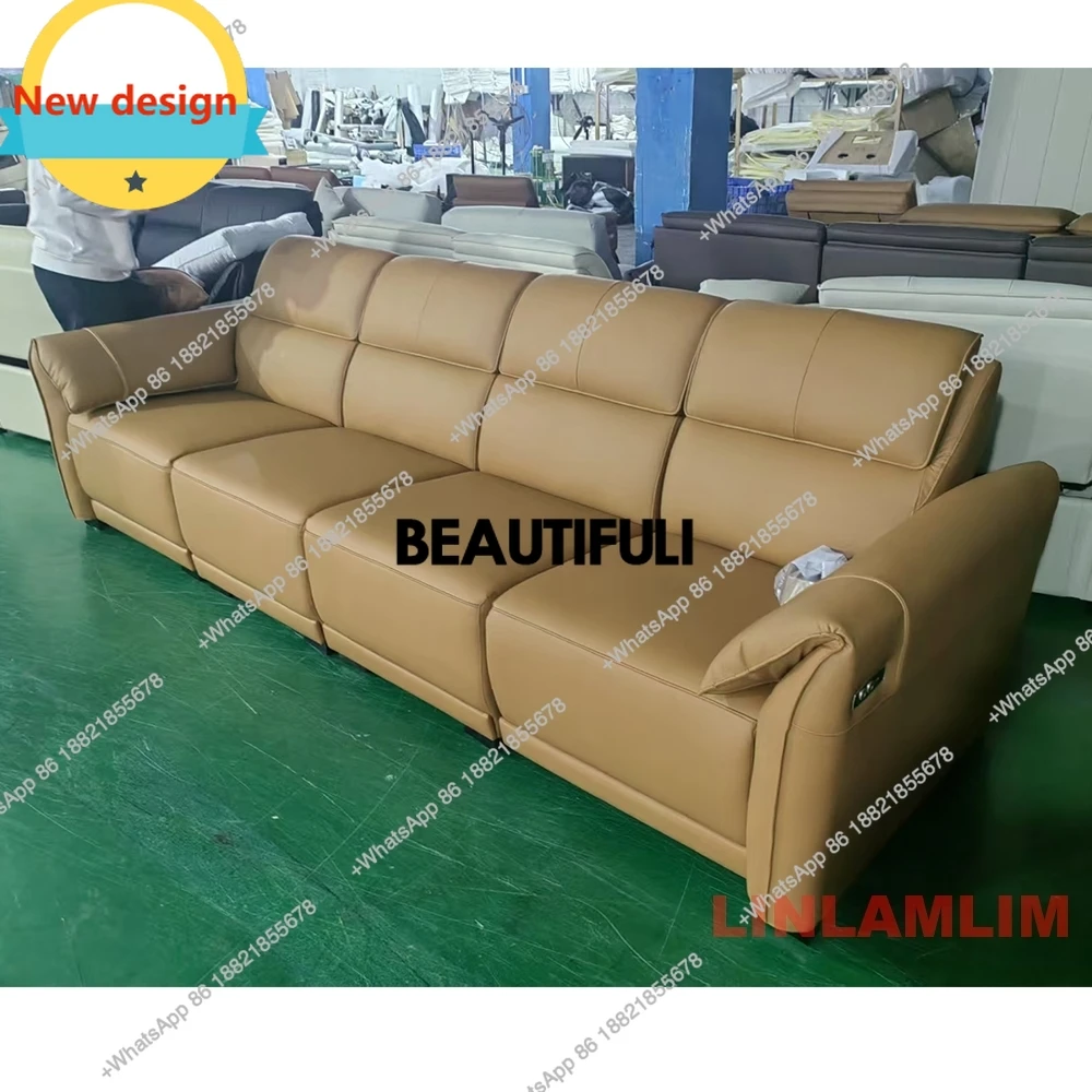 C139 Modern Genuine Leather Power Reclining Sofa – Sectional Couch with Adjustable Footrests, USB, for Living Room or Home Theat