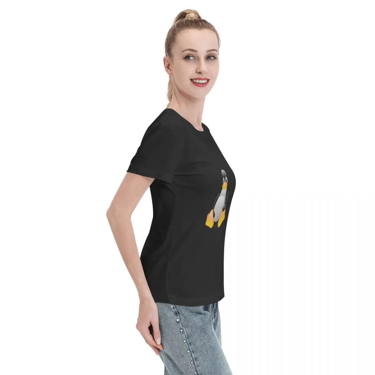 Soft Comfy Tux Linux Penguin Women's T-shirt Basic Short Sleeve Casual Top - view 6