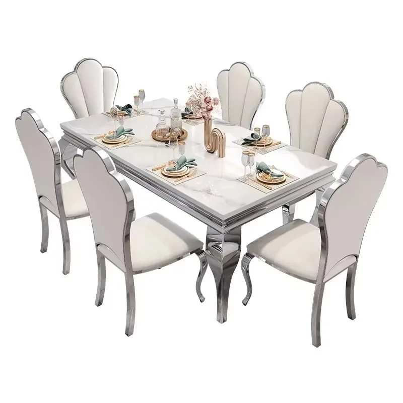 Marble Luxury Dining Table Unique Gold Individual White Italian Dining Table Rectangular Design Tavolo Da Pranzo Furniture Home