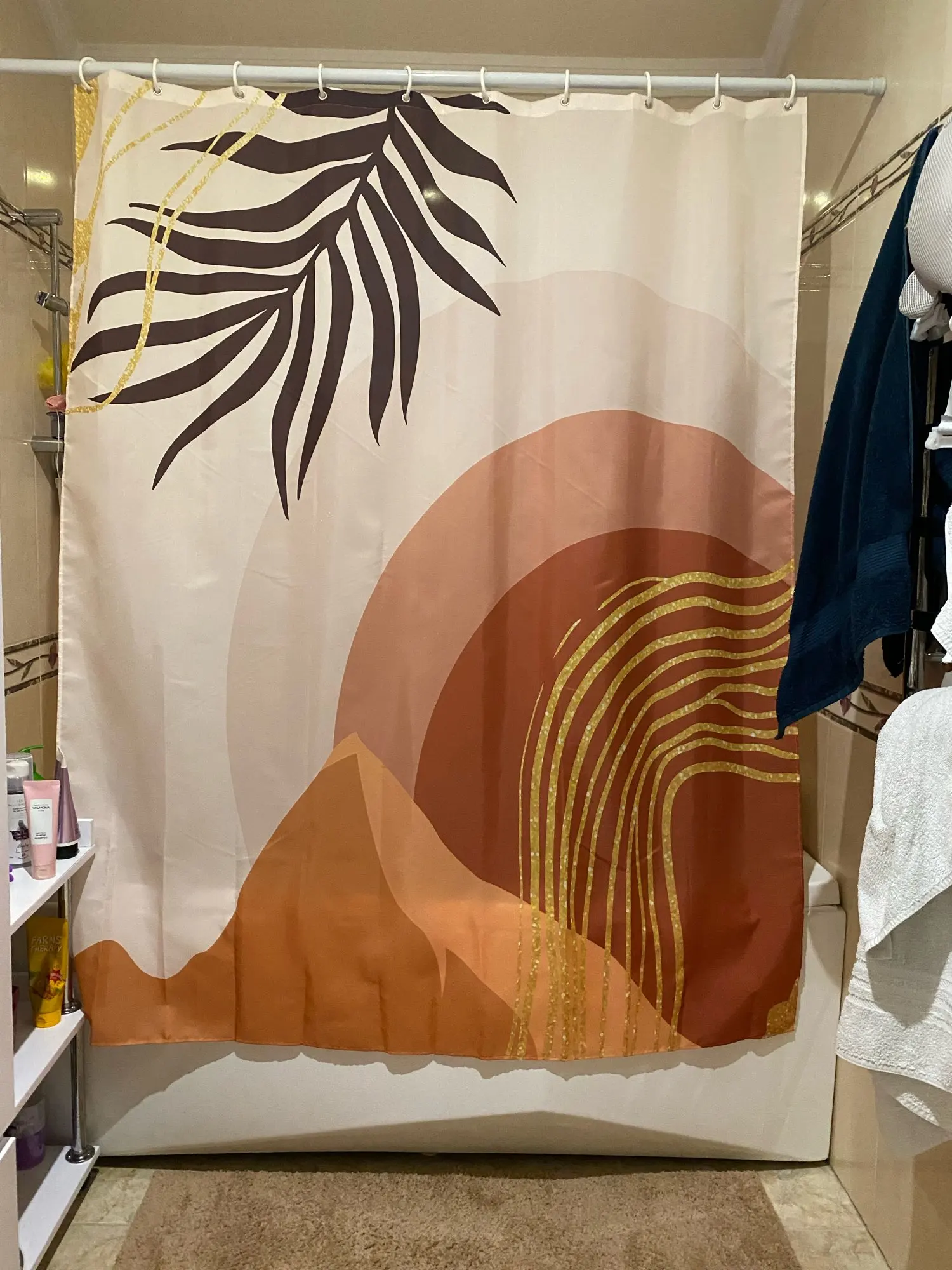 Nordic Wind Abstract Art Boho Shower Curtain Waterproof Polyester Bath Curtain Morandi Color Block Curtains For Bathroom Decor