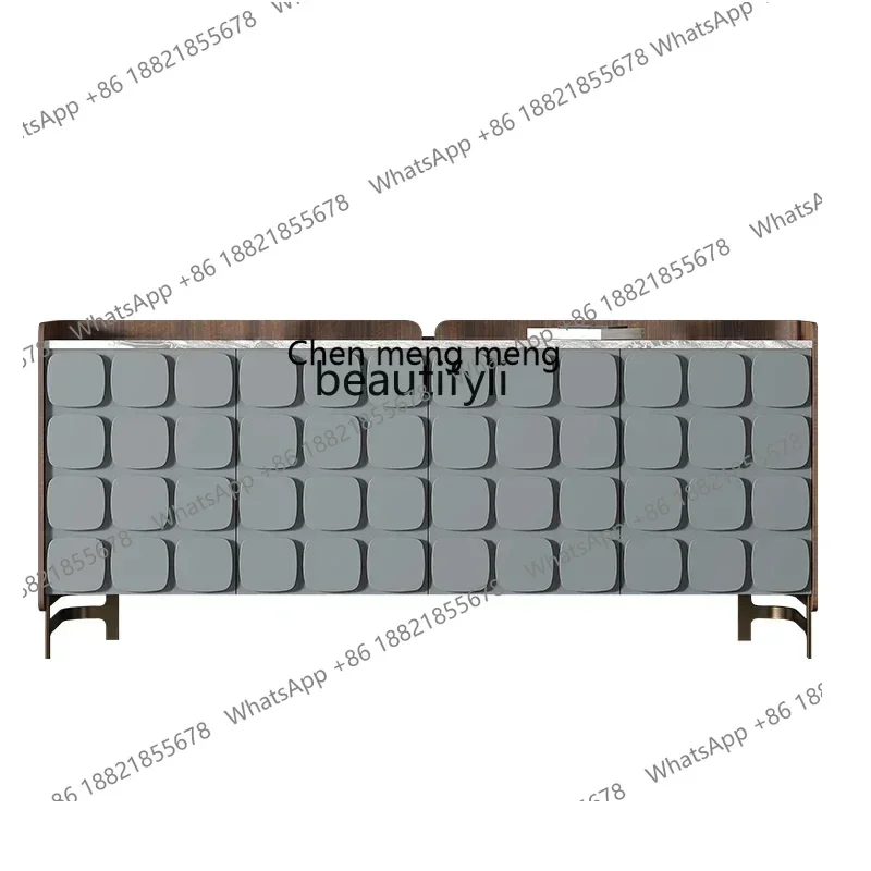 D178  Italian minimalist marble dining side cabinet storage modern light luxury home rock slab porch partition cabinet D9