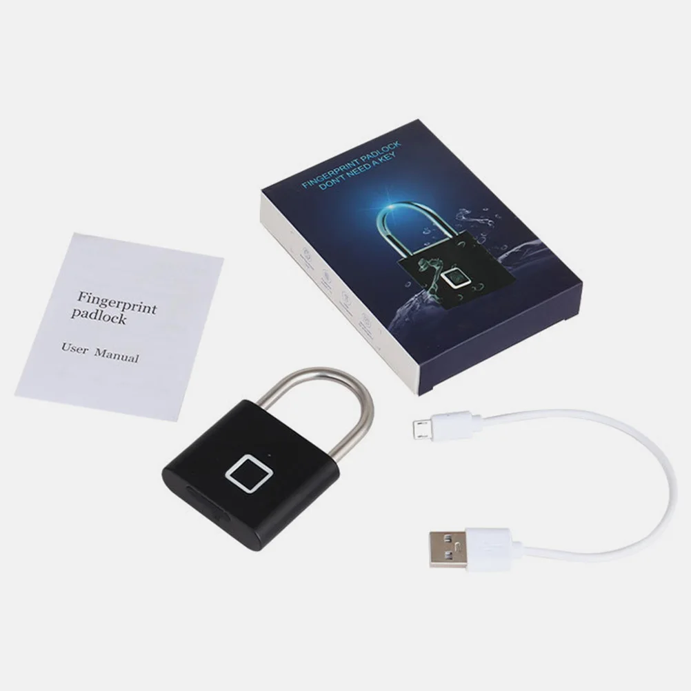 

Smart Digital Fingerprint Padlock Waterproof Anti Rust Electronic Lock for Iron Gate Mailbox Fence Locker Black Color