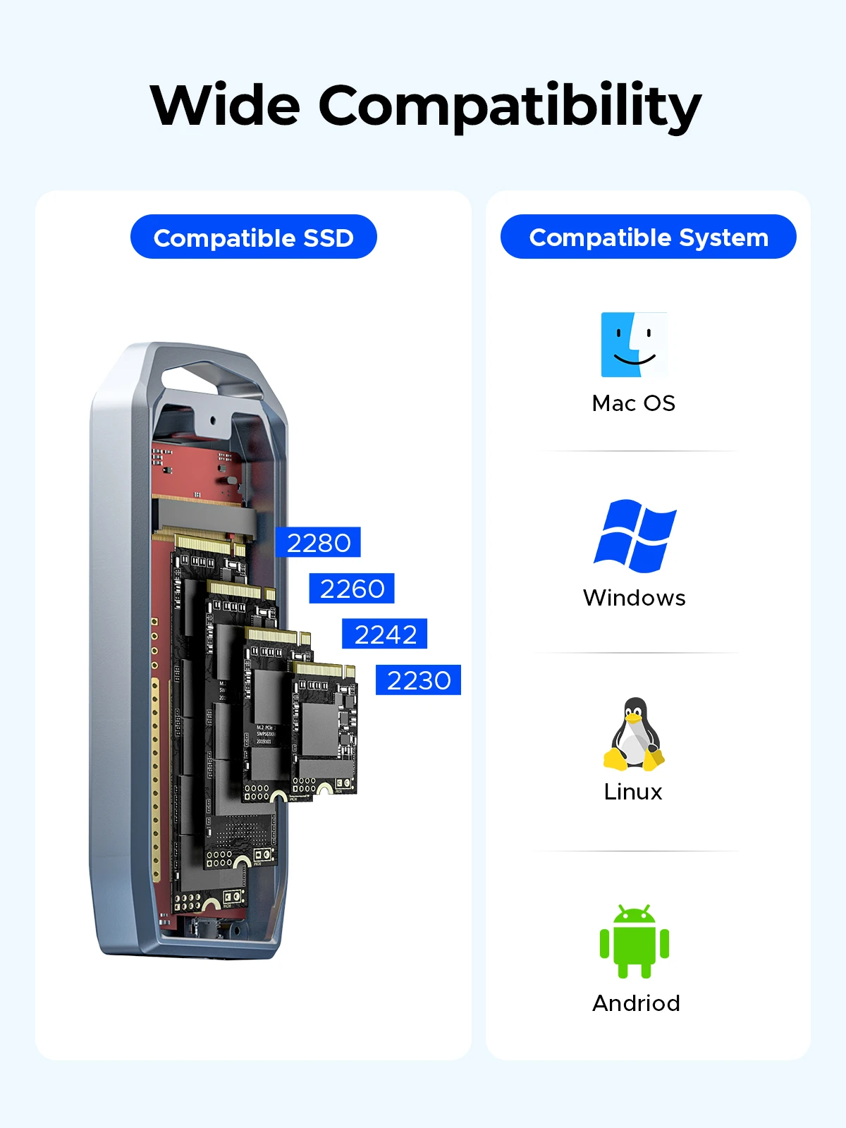 Imagem -06 - Orico-usb M.2 Case Ssd 40gbps m2 Nvme Compatível com Thunderbolt Usb 3.1 Usb 3.1 3.0 Tipo-c Vários Protocolos