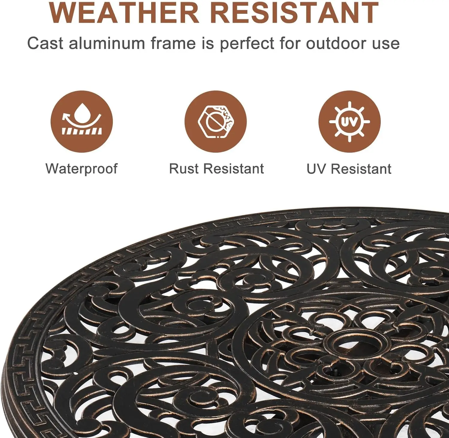 40" Outdoor Bar Table, High Top Table, Cast Aluminum Outdoor Pub Table 40-Inch Height, Round Bar Table Bistro Table for Patio, C