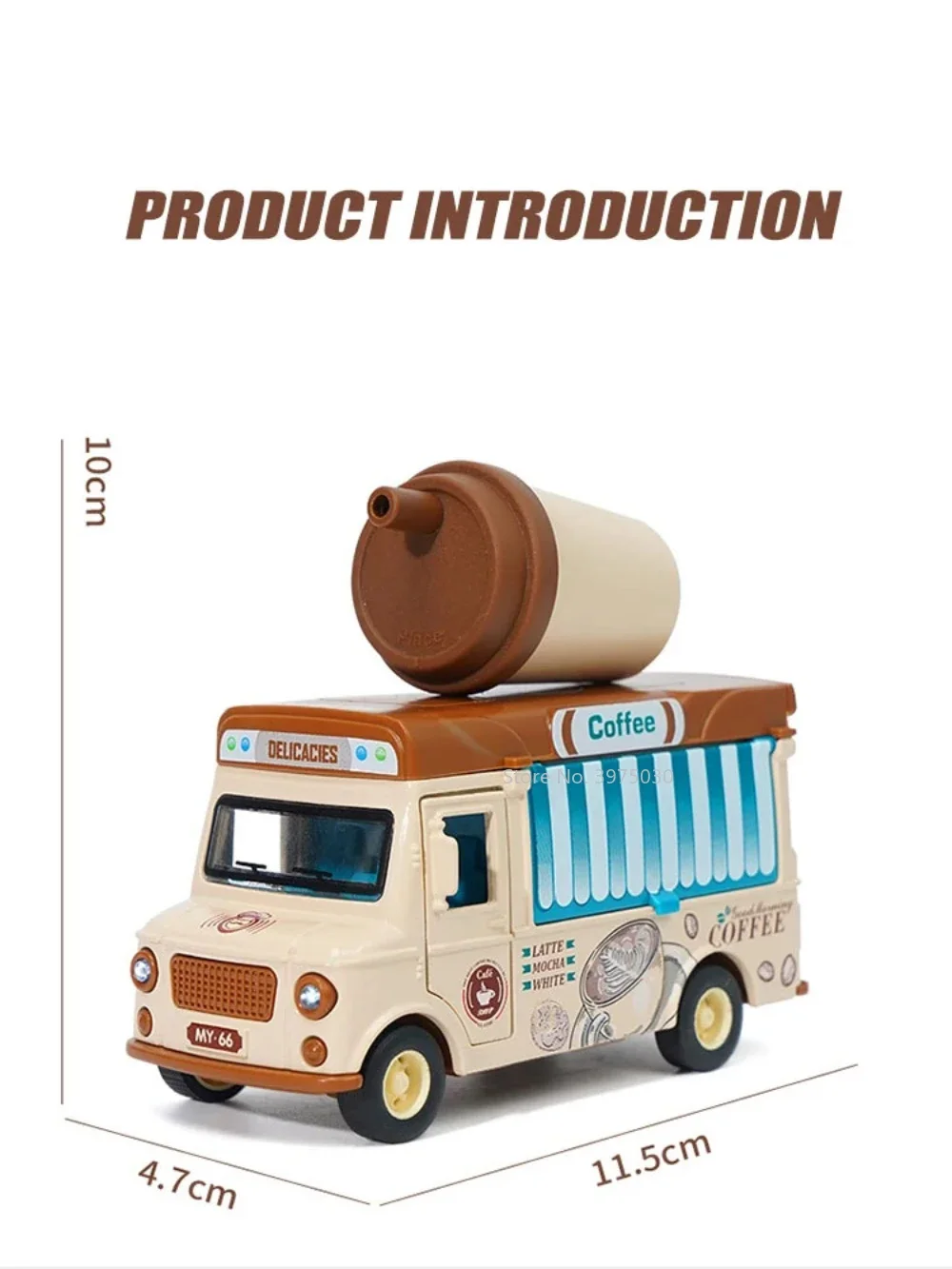 1/36 Magnetic Induction Fast Food Truck Alloy Diecast Car Model Toy with Sound Light Pull Back Collection Gifts for Boy Birthday