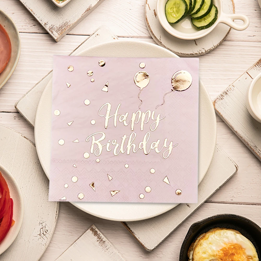 20pcs/lot Pink Napkin Soft Fragrance Free Birthday Party Table Napkins Paper Cafe Mouth Cloth Hotel Dining Tray Tissues