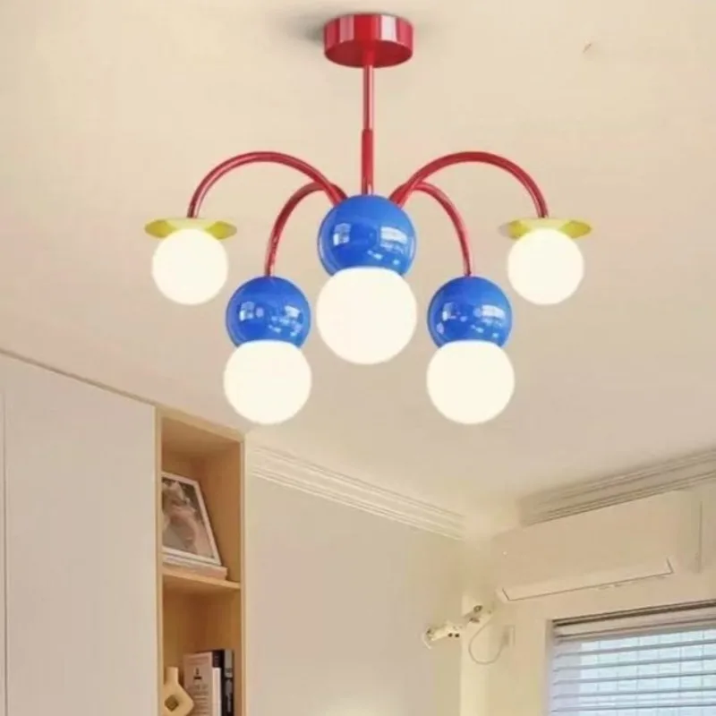 

MZISOSOD Modern LED Planet Chandelier for Living Room Bedroom Macaron Color Ceiling Light for Kids Room Indoor Lighting