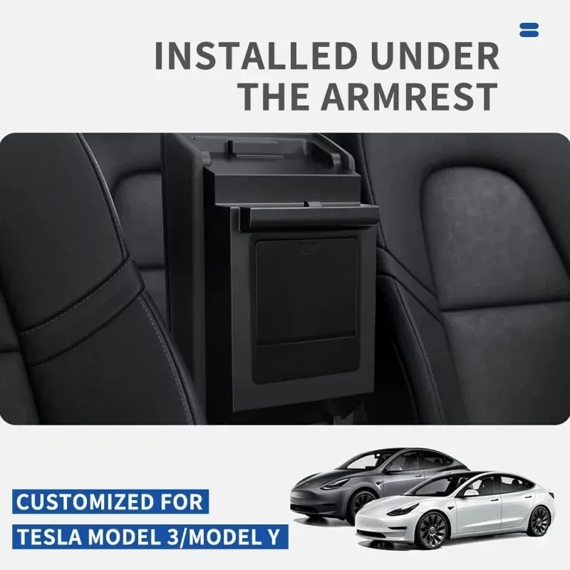 For Tesla Model 3 Y Armrest Hidden Storage Box Car Center Console Organizer Secret Compartment Storage For Tesla Car Accessories