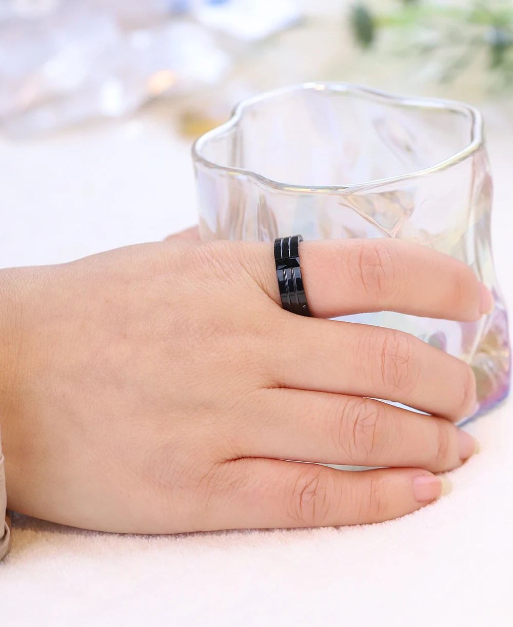 Personality CZ Crystals Titanium Steel Men\'s Rings Gun Plated Black Zircon Single Ring For Men Gifts Vintage jewelry