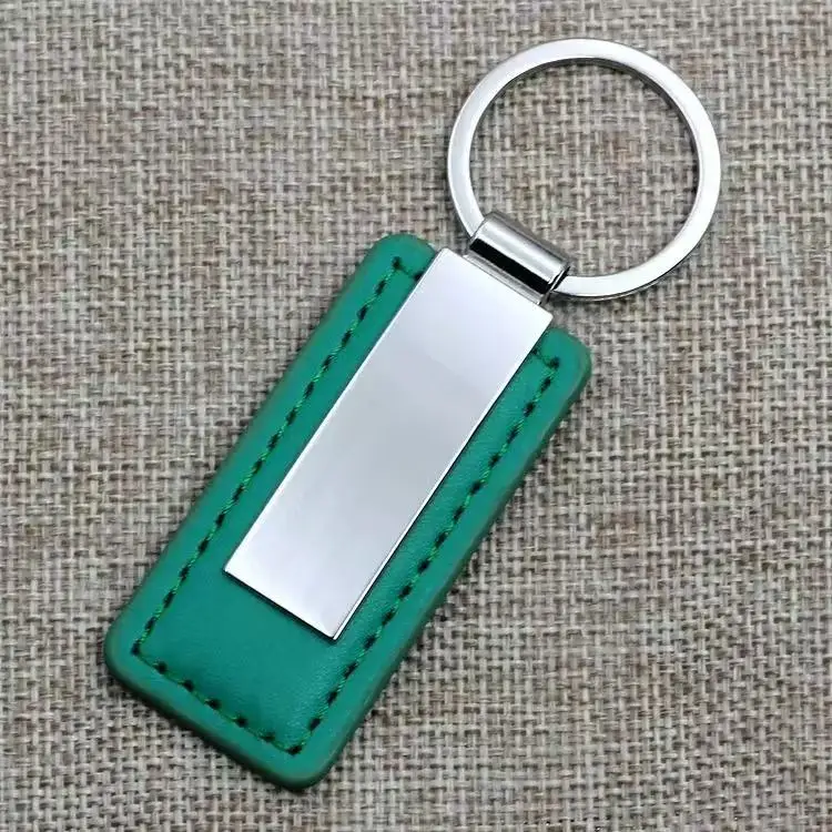 Einfacher Leder-Schlüsselanhänger, rechteckig, Edelstahl, Metall, Herren-Schlüsselring, Auto-Geschenk, Schlüsselanhänger, exquisiter Modeanhänger, Großhandel – Detail 12