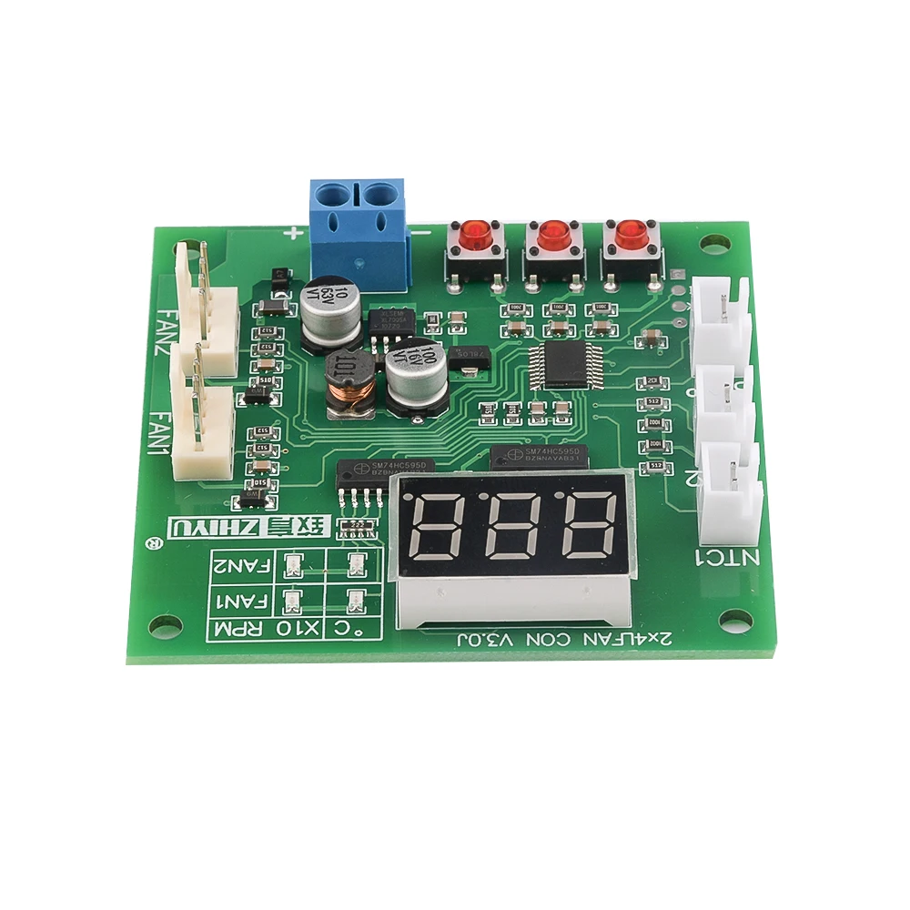 2 Channel 4 Wire PWM Motor Fan Speed Controller DC8-60V PC Fan Motor Speed Controller LED Digital Thermostat With NTC 10K Proben