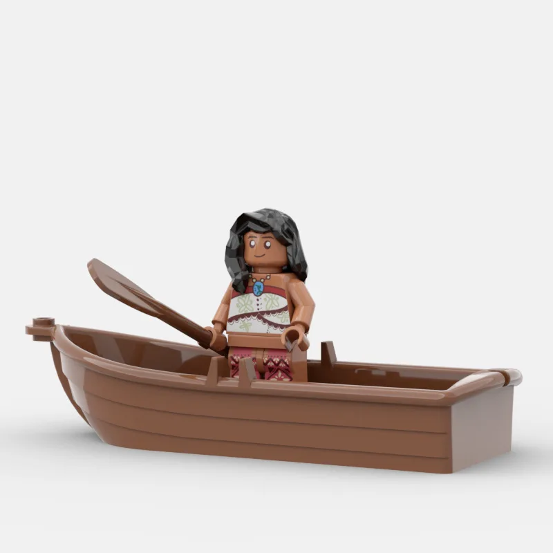 Ocean Adventure Moana Princess Small Boat Assembly Blocks Doll Model Surrounding Anime Handmade Desktop Ornament Gift