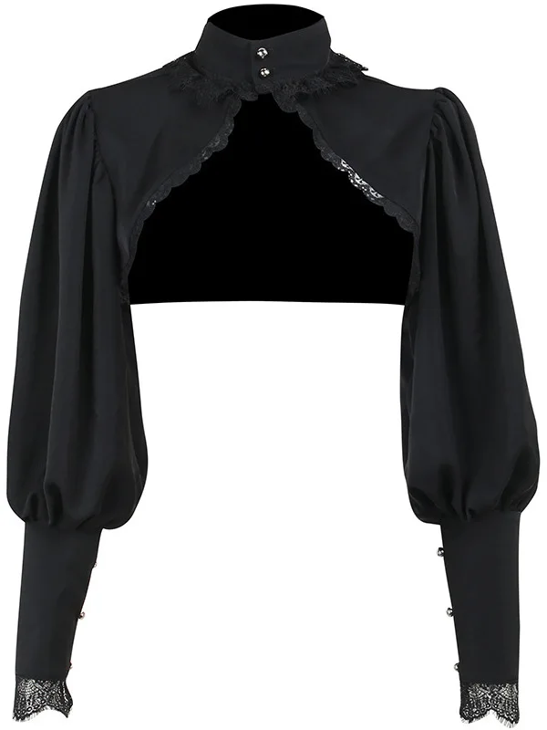 Bla Lace Abigail Gothic Tiller loween Women's Lolita Cardigan oulder awl Coat Ultra ort Length Nylon Long Sve