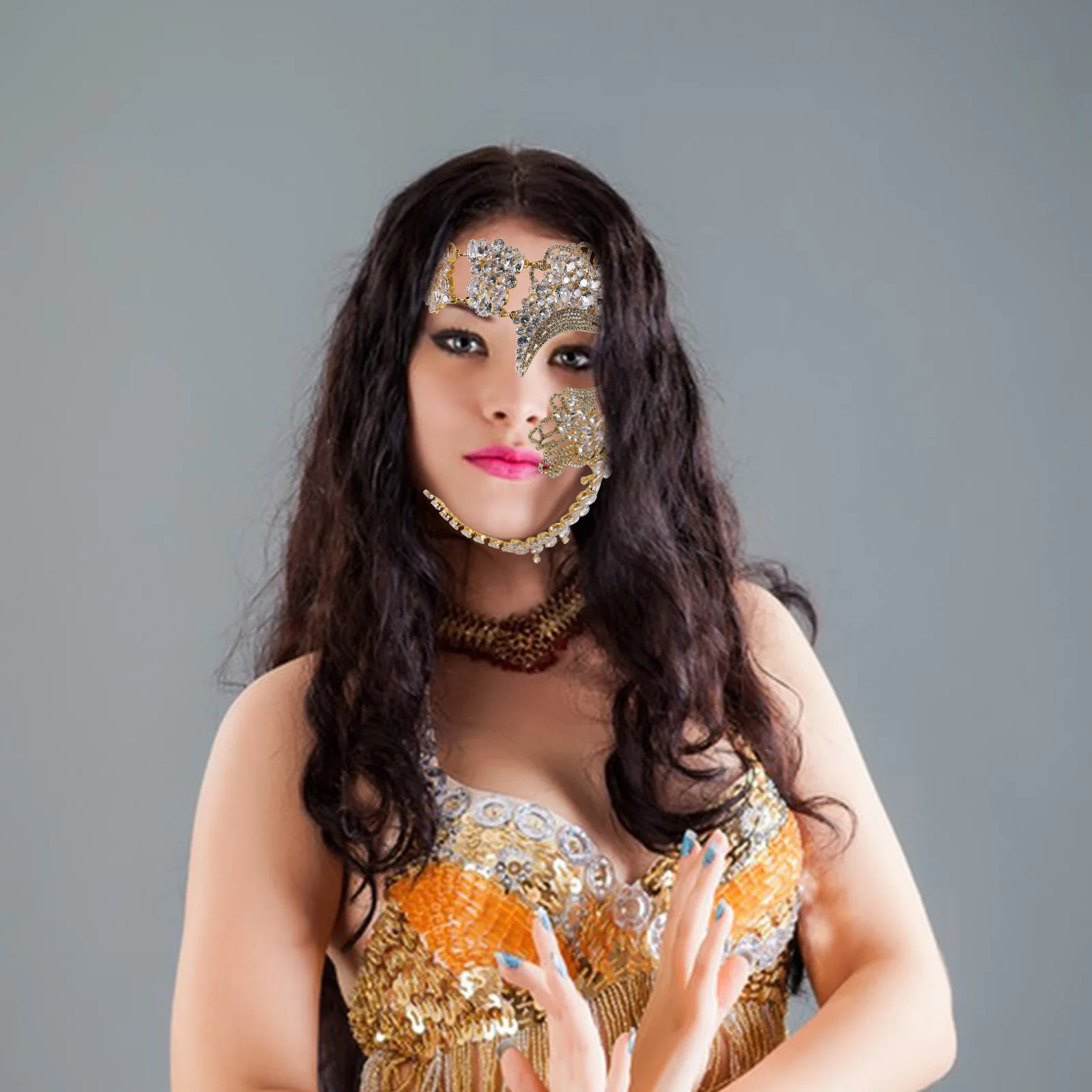 Shiny Rhinestone Masquerade Mask for Women Stylish Venetian Party Mask Glow in Dark Events Comfortable Fit Long Wear Festive