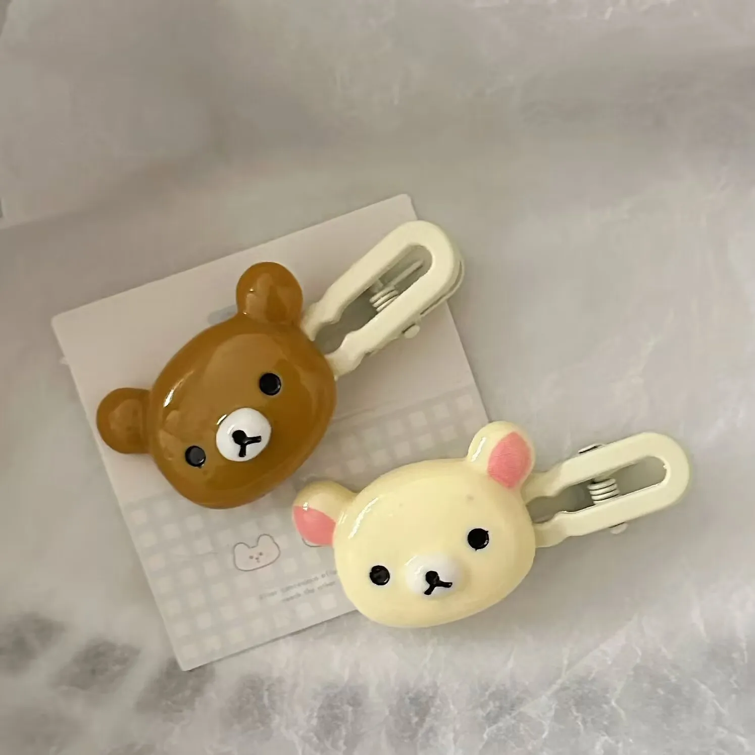 

2pcs/set Cute Bear Hairpins Set Preppy Headdress Plastic Hair Accessories for Girls
