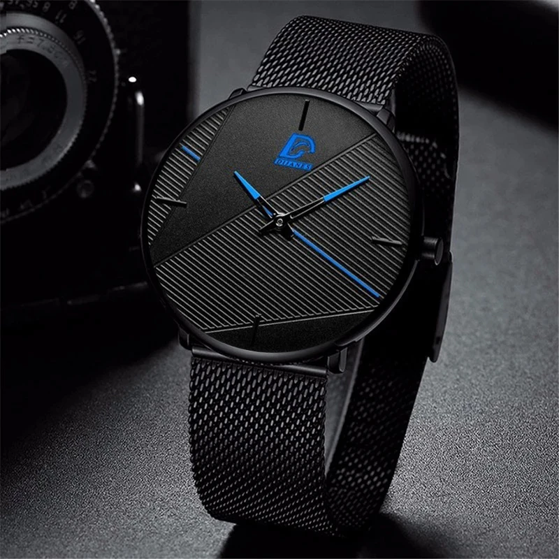 Men Watch Minimalist Mens Fashion Watches Simple Business Ultra Thin Stainless Steel Mesh Belt Quartz Clock relogio masculino