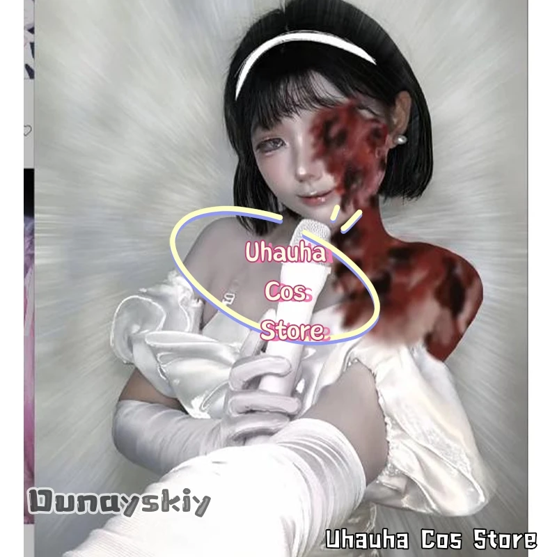 CR7.8*Zombie Stage Alien Stage Cosplay Sua New Idol Stage Performance Outfit White Elegant Dress Sweet Lolita 3D Mask Halloween