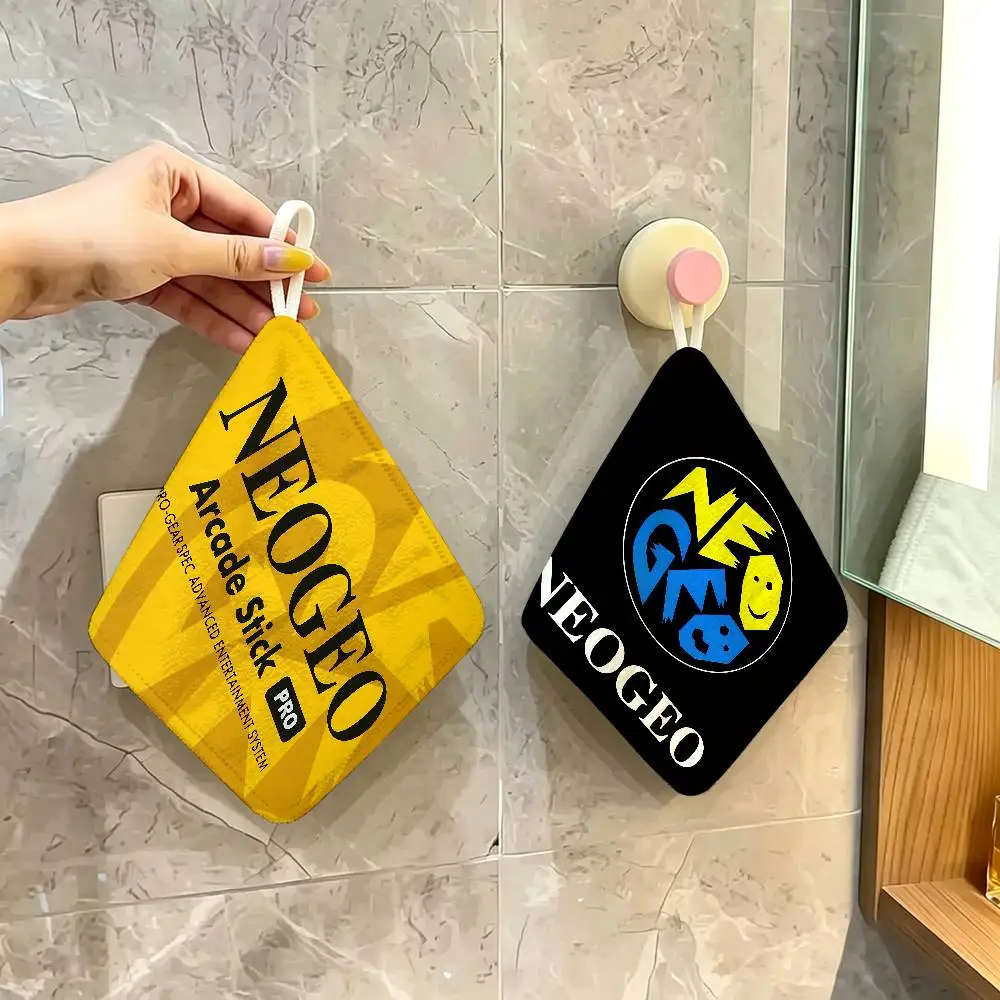S-SNK N-Neogeo Neo Geo Thickened Polyester Cotton Hanging Towel, High Absorbent Hand Wiping Towel for Indoor Use