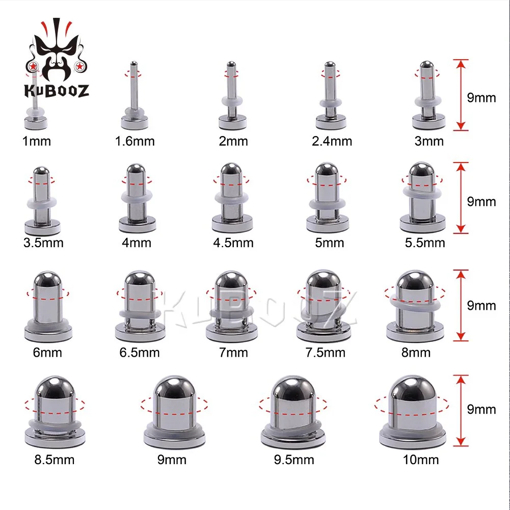 KUBOOZ 2 SZT. Małe rozpychacze do uszu z stali nierdzewnej, tunele, plugi, kolczyki ze stali chirurgicznej do piercingu ciała, rozmiary 1-10 mm