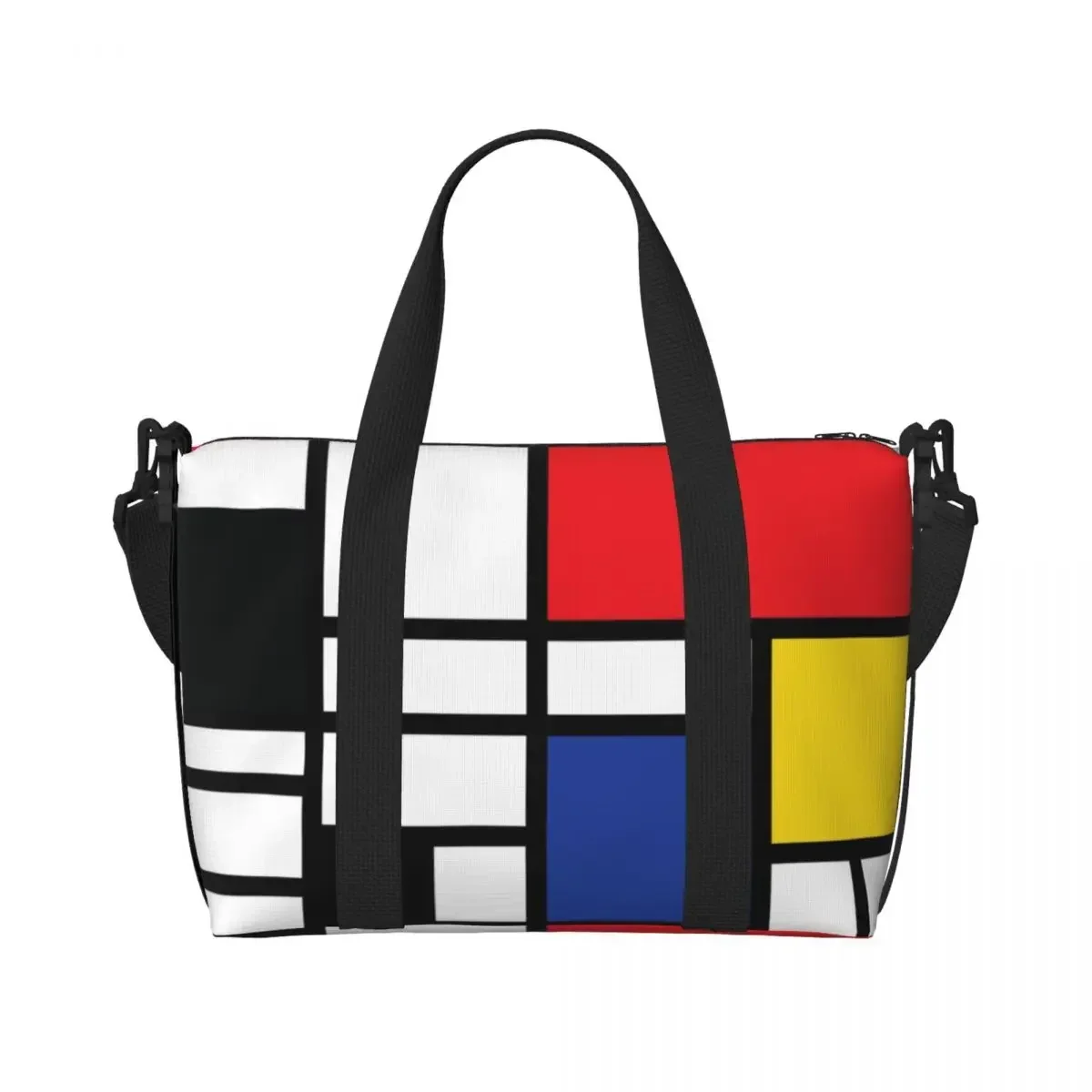 Custom Piet Mondrian De Stijl Tote Bag For Women Large Capacity Abstract Art Colorful Beach Gym Travel Bags