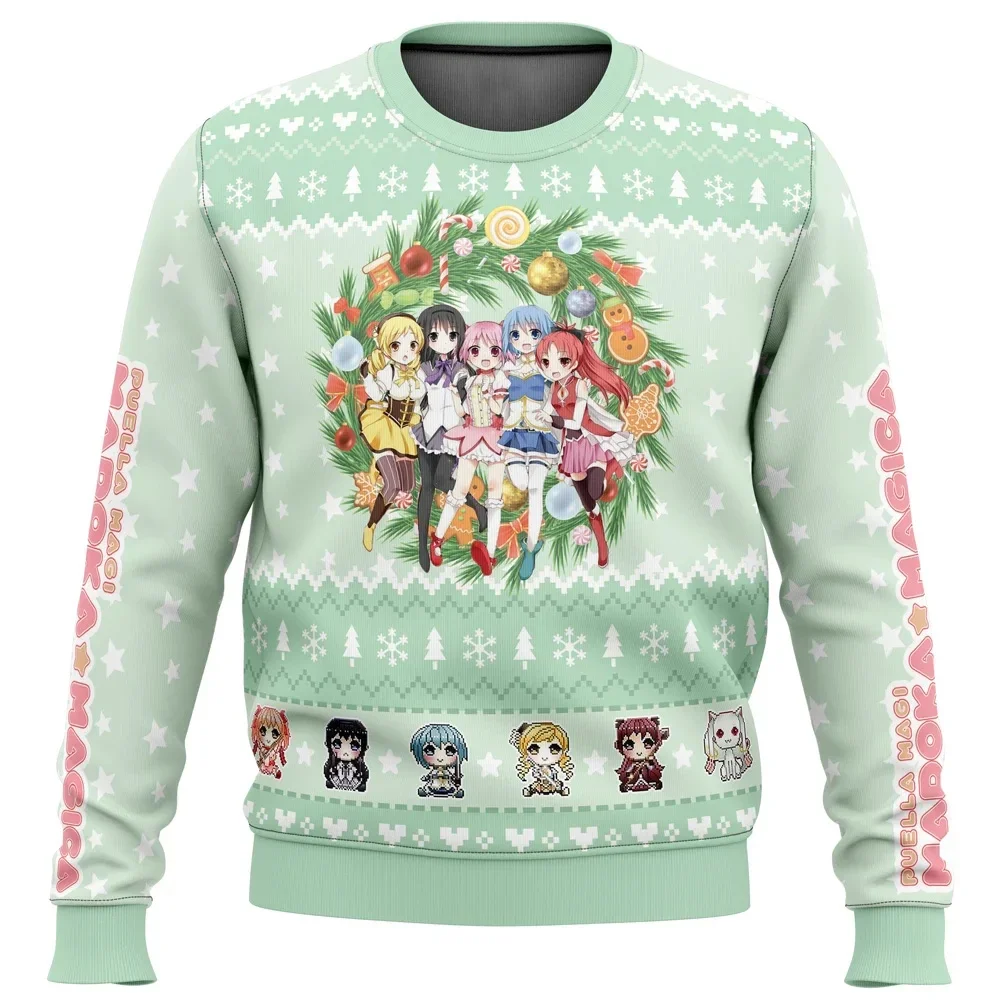 Magical Girls Puella Magi Madoka Magica Ugly Christmas Sweater Gift Santa Claus Pullover Men 3D Sweatshirt And Top Autumn And