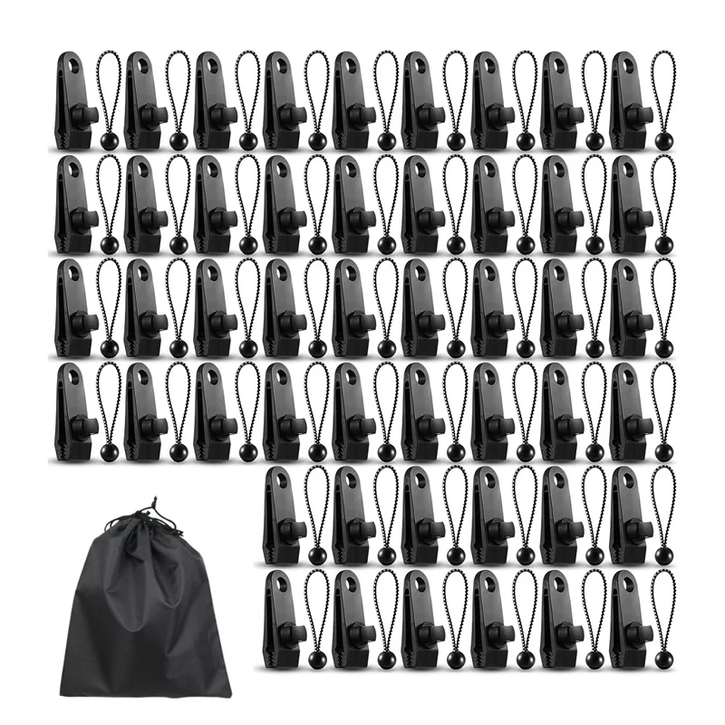 30 قطعة مقاطع قماش القنب و 30 قطعة الكرة بنجي الحبال قماش القنب المشابك يندبروف كليب بركة المظلة غطاء