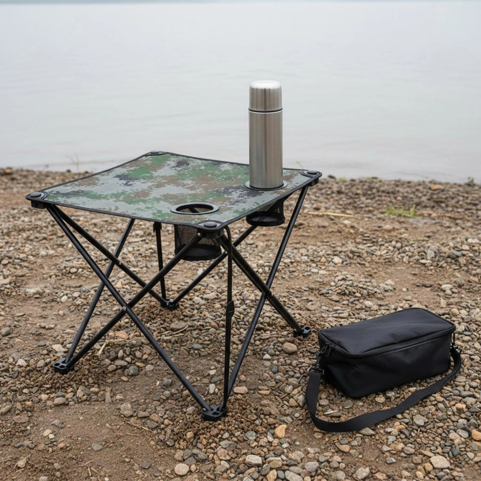 5 Pieces Camping Furniture Set Sturdy Construction Folding Camp Table Chairs Set