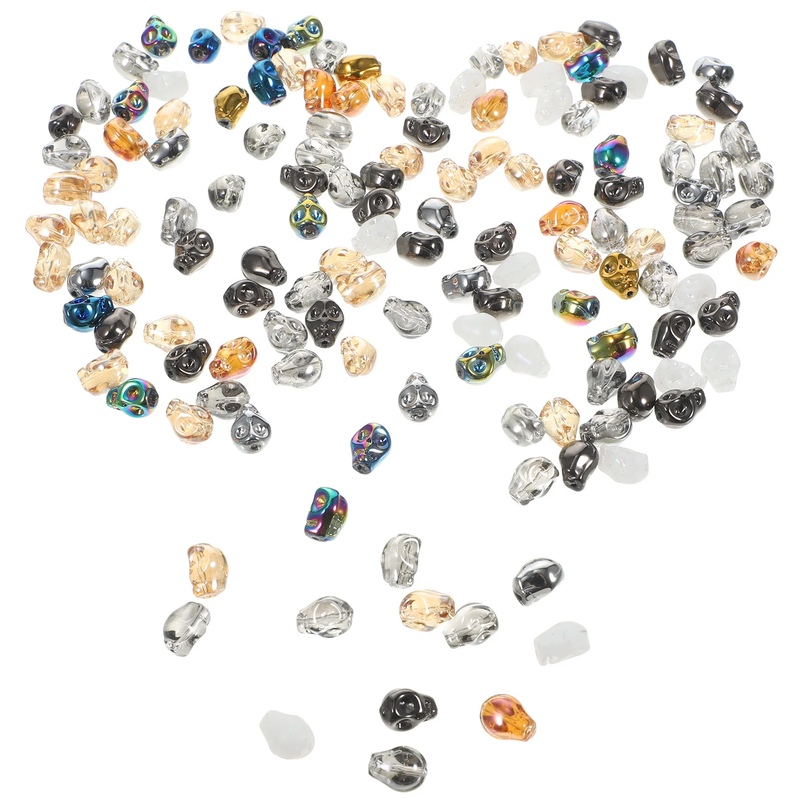 

140 шт., стеклянные бусины с черепом, легкие подвески в виде черепа для изготовления ювелирных изделий своими руками, браслет, ожерелье, бусины «сделай сам», ювелирные аксессуары