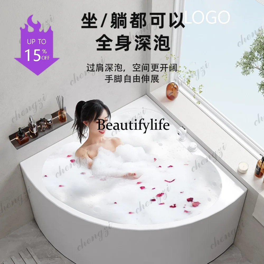 M132 Small apartment bathtub household fan massage seat tank deep bubble household triangle tank