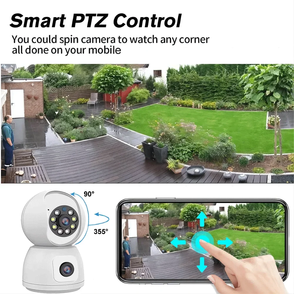 Imagem -03 - Câmeras de Vigilância por Vídeo de Segurança sem Fio Indoor Lente Dupla Wifi Tuya Smart Ptz 4k hd Tela Dupla ai Auto Tracking 8mp