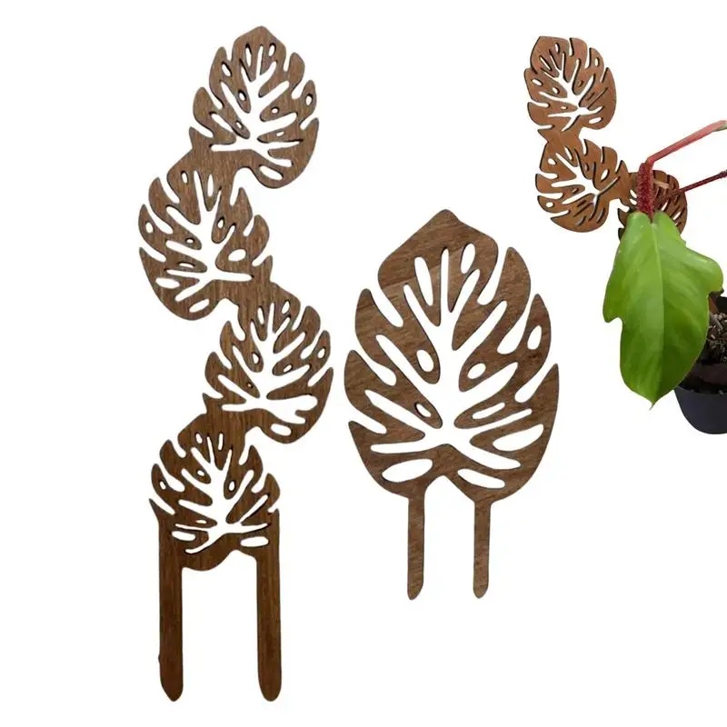 

2Pcs Leaf Shape Plant Trellis Plant Climbing Support Rack Wood Flower Pots Vine Stand Holder For Plant Growth Accessories