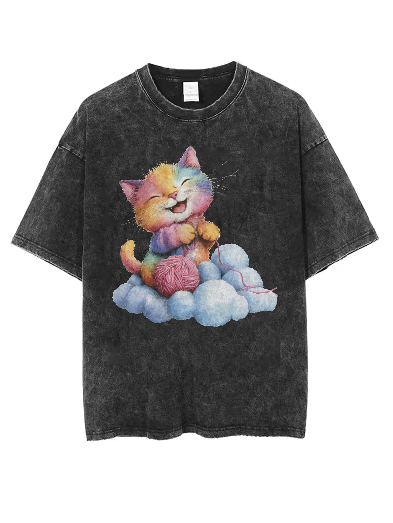 تي شيرت فضفاض مغسول برقبة دائرية مريح باللون الأسود مع طباعة الهالوين، ملابس شتوية الأكثر مبيعًا للرجال والنساء بتصميم كاجوال