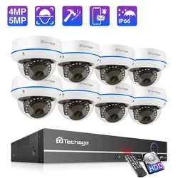 Techage H.265 8CH 4MP 5MP POE Camera System Human Detect Audio Record Vandalproof  Indoor Dome Camera Security Surveillance Kit