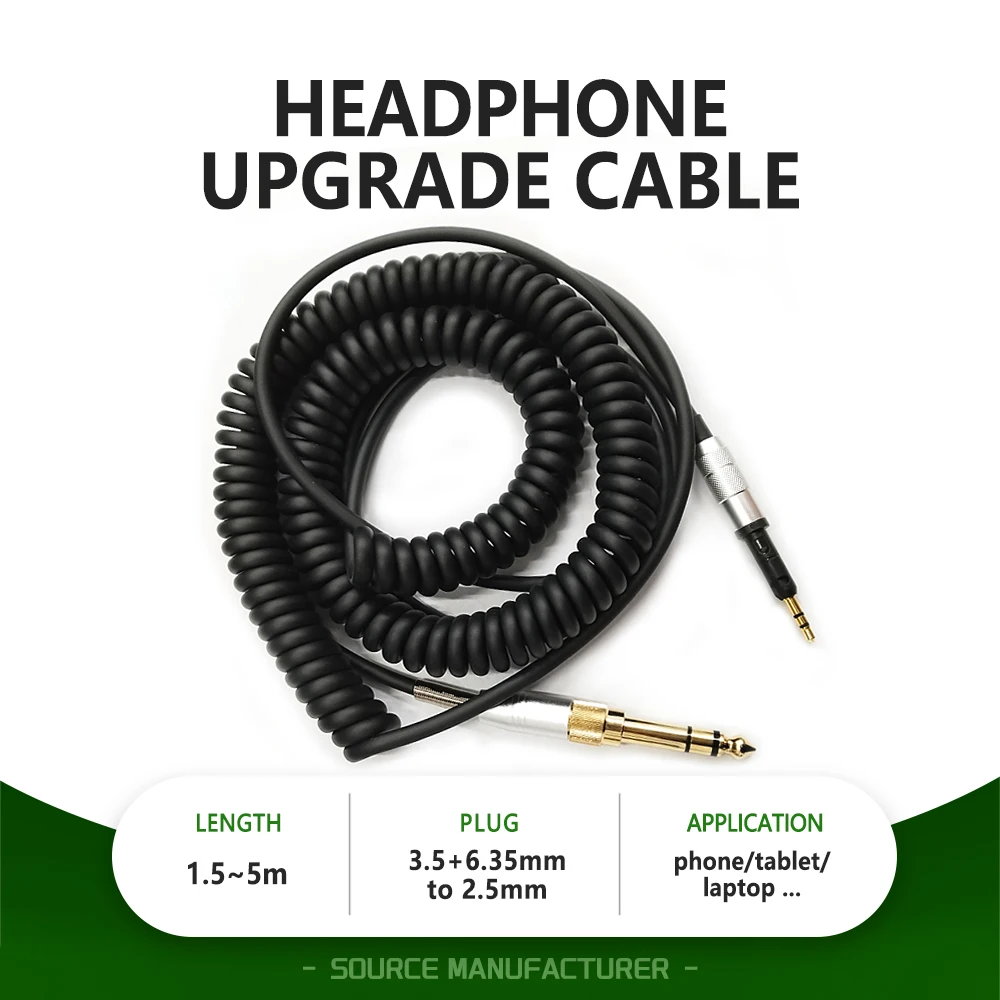 

3.5MM + 6.35MM to 2.5MM High-extensional Spring Audio Headphone Cable for SENNHEISER HD558 HD8 HD6 HD7 HD515 HD518 HD598