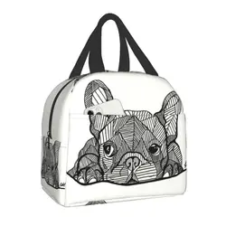 French Bulldog Puppy Facial Lunch Bag Isolado, reutilizável, portátil, refrigerador térmico, caixa para trabalho, escola, piquenique, mulheres, crianças