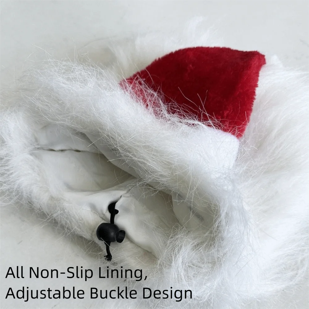 الإبداعية سانتا الكلب القط زي مضحك فروي شعر مستعار للحيوانات الأليفة سانتا كلوز قبعة للكلاب لطيف مع اللحية البيضاء عيد الميلاد الكلب قبعة الحيوانات الأليفة التبعي #5