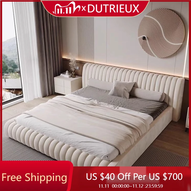 

Удобная европейская кровать, современная мягкая дизайнерская свадебная кровать с татами, минималистичная мебель для спальни Muebles из натуральной кожи