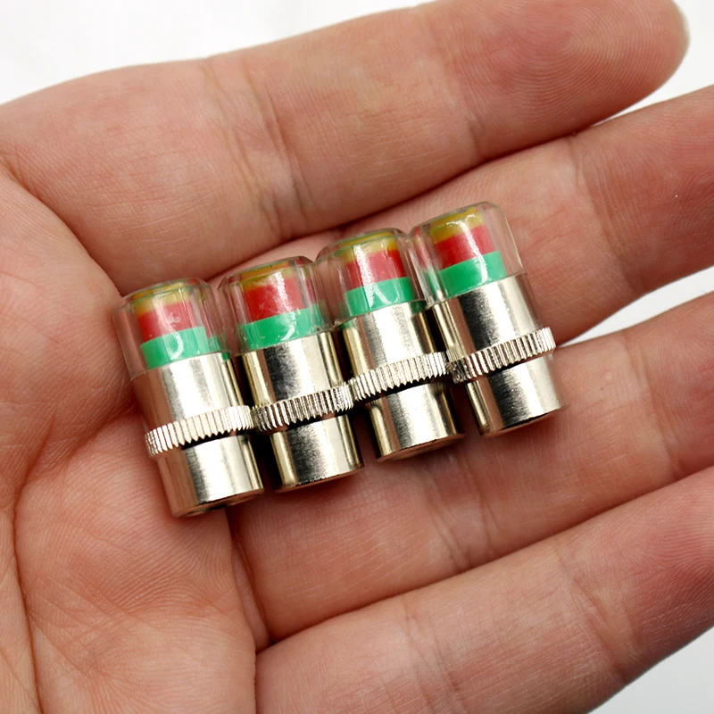 4pcs Car Tire Pressure Indicator Tire Pressure Gauge Indicator Alert Monitoring Valve Cap Sensor External Valve Detection