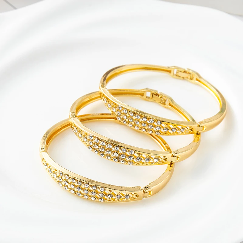 3 Pieces of Golden Bride Wrist Ornaments. Carved Patterns with Opening Design. Moroccan Vintage Wrist Ornaments. Women's Accesso