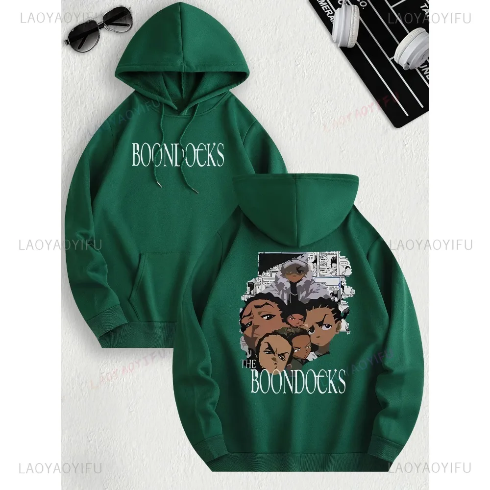 The Boondocks Cartoon Graphic Hoodie for Men Casual Polyester Long Sleeve Pullover with Hood Regular Fit Comfortable Personality