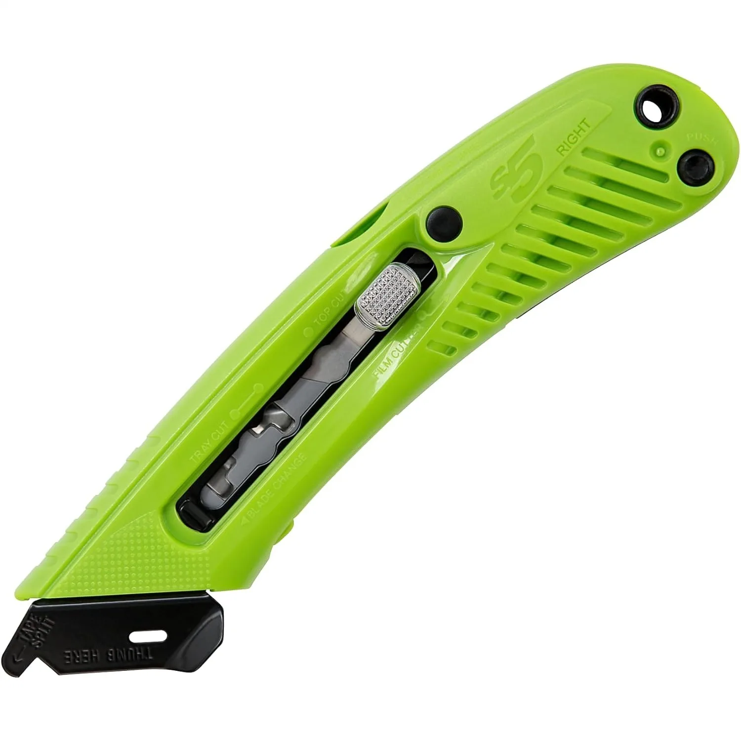 

Heavy Duty Box Cutter with Tape Splitter and Film Cutter for Right Handed Users