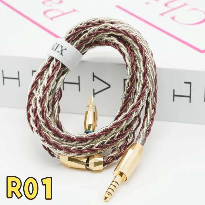 

XINHS HIFI R01 8-Core Gold Red Gold-Plated Ancient River Copper Hybrid Earphone IEM Cable For 4.4mm,3.5mm/MMCX/2Pin Connectors