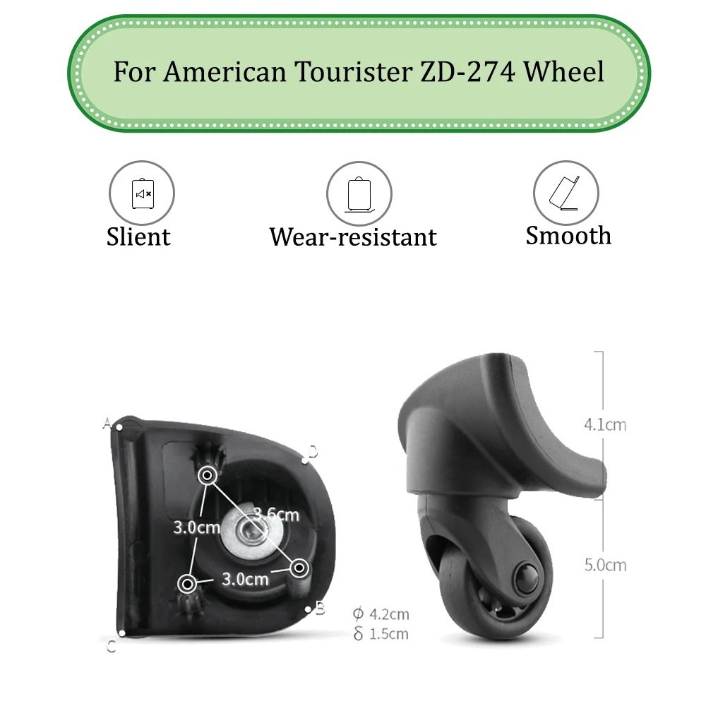 For American Tourister ZD-274 Universal Wheel Replacement Suitcase Silent Smooth Shock Absorbing Durable Accessories Wheels