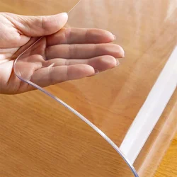 PVC transparent tablecloth with a thickness, heat-resistant, waterproof, and oil resistant dining table mat, 1pc