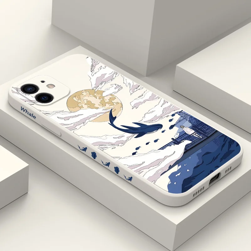 

Night Sky Whale Phone Case For iPhone 12 11 X XR XS 8 7 SE2 Plus Pro Max Mini Liquid Silicone Cover