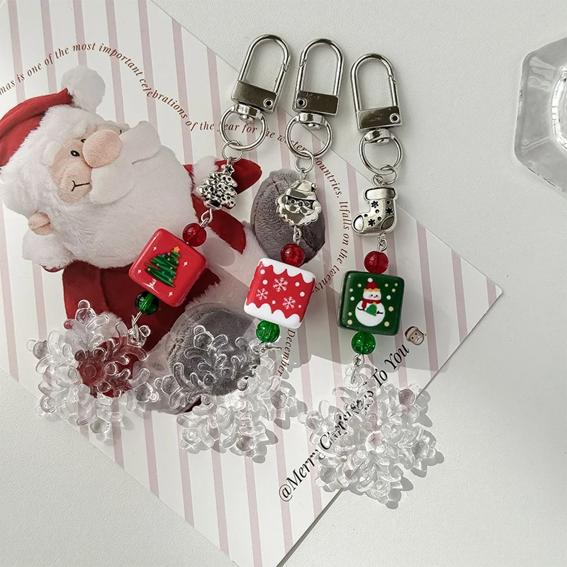 Cute Christmas Phone Chain Pendant Anti-lost Lanyard Festival For CCD Camera Decorative Strap Keyring Bag Accessories