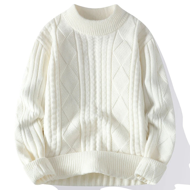 New Knit Pullovers Men Autumn Winter O Neck Loose Knitted Sweater Mens Fashion Long Sleeve Solid Color Casual Pullover Sweaters - Image 3
