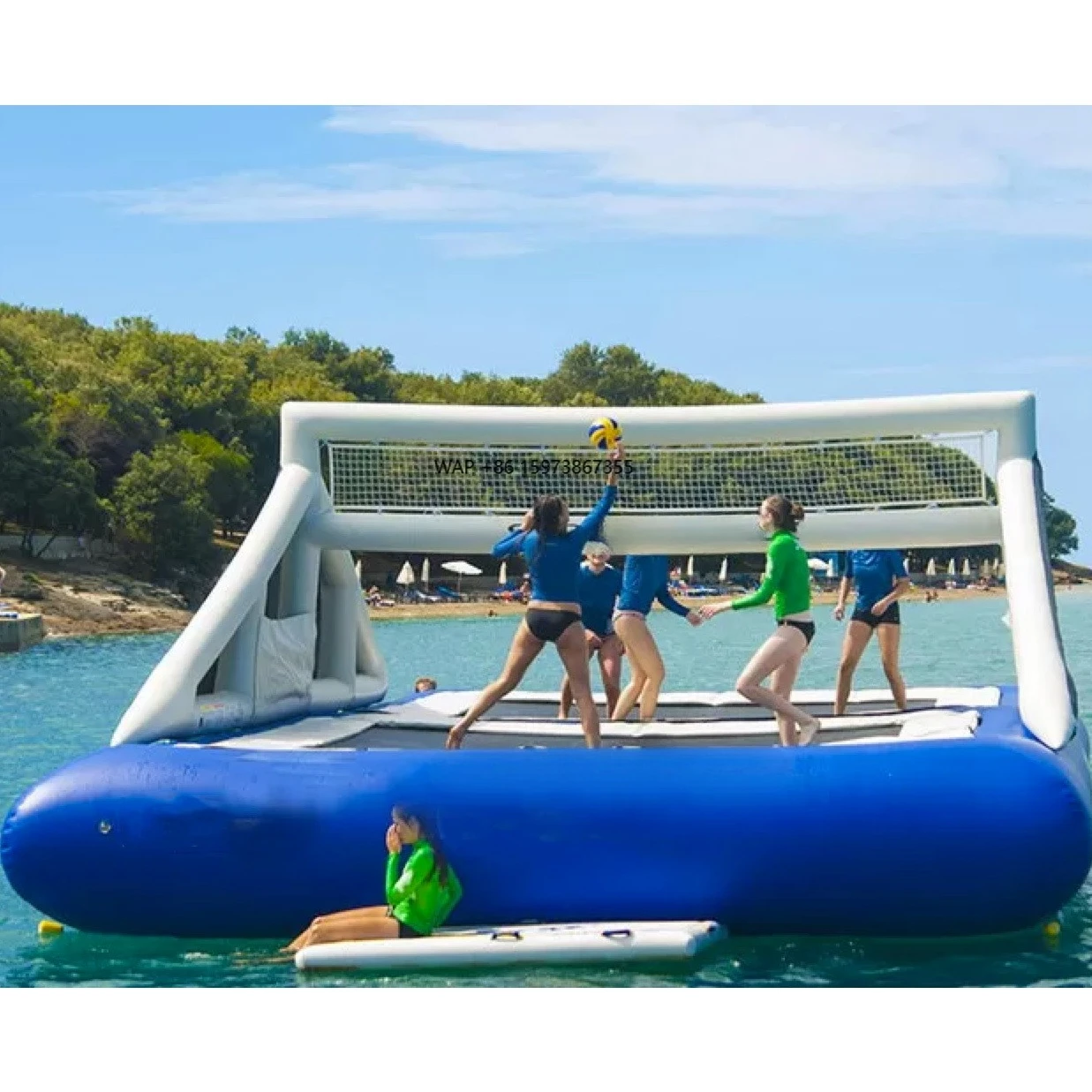 

Lake trampoline inflatable volleyball court water blowing tennis court volleyball court for water sports