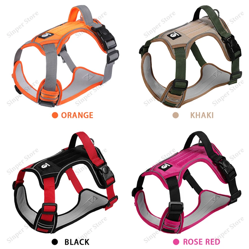 

Dog Harness Medium Sized No Pull Pet Harness with Buckles Adjustable Soft Padded Vest with Control Handle Walking Reflective