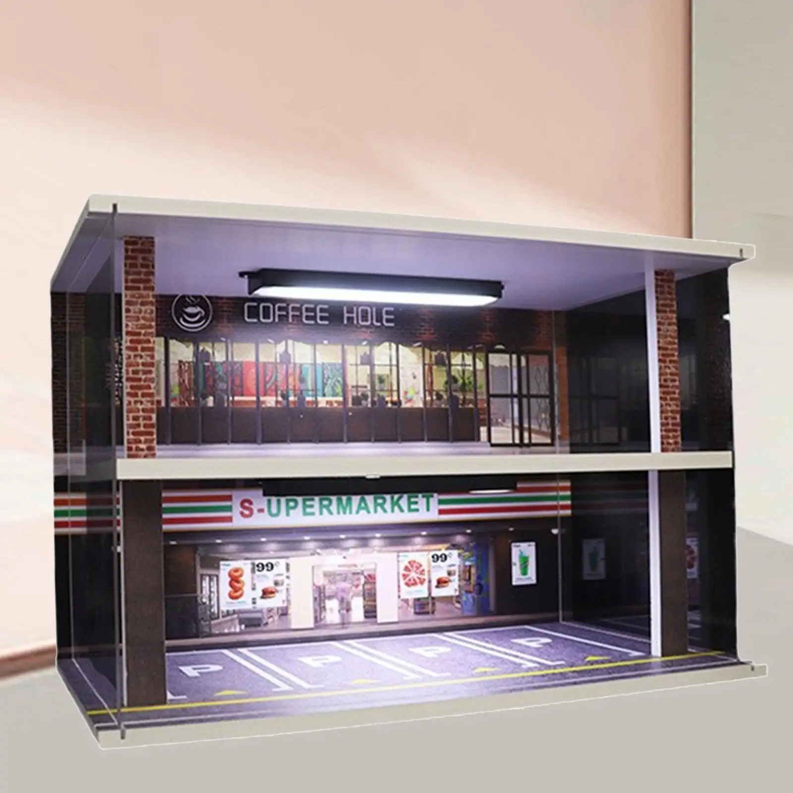 Voertuigmodel Vitrine 1:32 Laag Tafelblad Decor Container Landschap Diorama